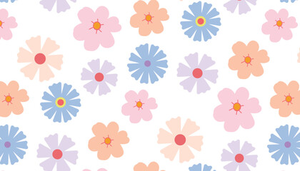 Pastel Floral Seamless Pattern for Spring Stationery Design,Delicate Pastel Floral Pattern for Scrapbooking and Textiles,Background for Printables.