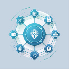 Centralized Network Hub Connecting Diverse Digital Services and Physical Locations Concept Illustration