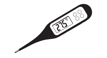 A digital thermometer displaying 27.5 degrees Celsius on a Transparent Background.