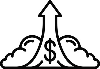 Financial growth concept icon showing a dollar sign rocket launching into the sky. Vector © Rakib