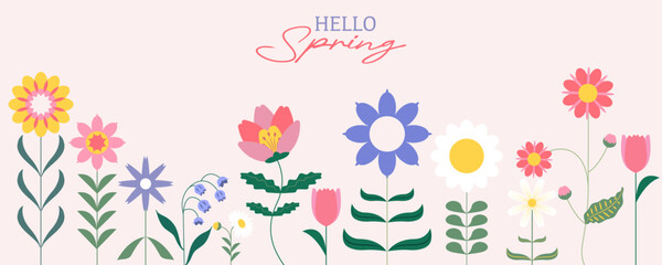 pastel decoration banner background with geometric flower design