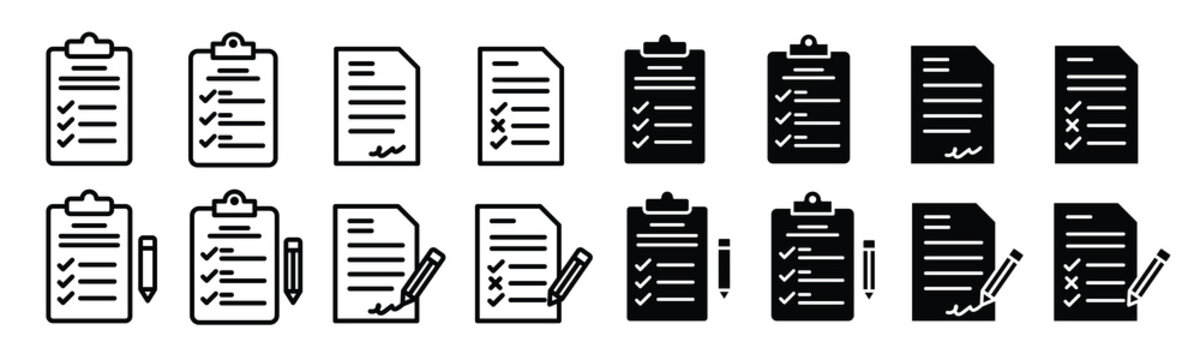 Registration icon set, registration vector symbols in black filled and outlined style