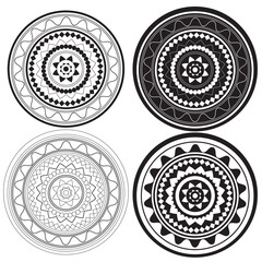 A collection of circles with patterns