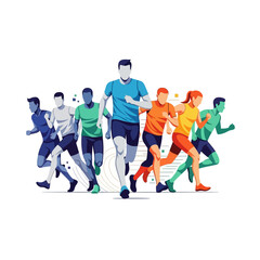 Obraz premium Diverse Group of Runners in Motion: Marathon, Competition, Fitness, Lifestyle
