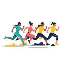 Fototapeta premium Diverse women running race, athletic women fitness, sport competition