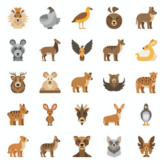 Fototapeta premium Collection of Cartoon Forest Animals
