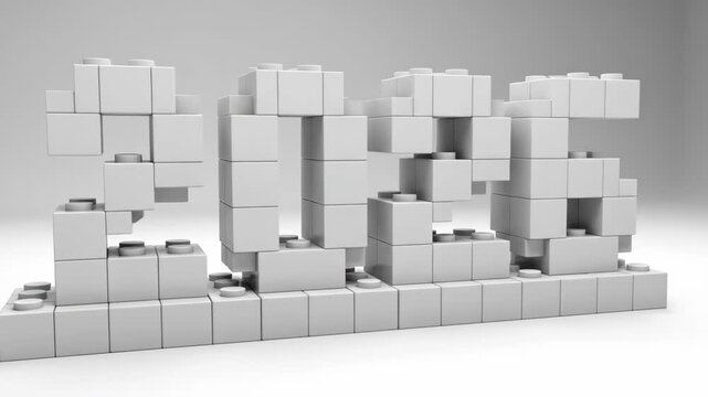 Three dimensional number twenty-two constructed from white building blocks