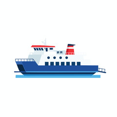 Fototapeta premium Blue Ferry Boat on Water