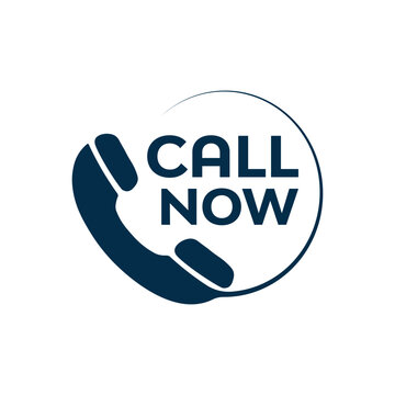 Call Now Business Contact Icon with Phone Handset and Curved Line Design