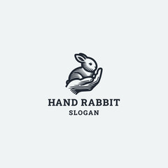 Hand rabbit logo template vector illustration design