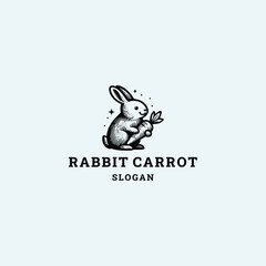 Rabbit carrot logo template vector illustration design