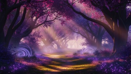 Mystical Forest Landscape with Purple Haze.