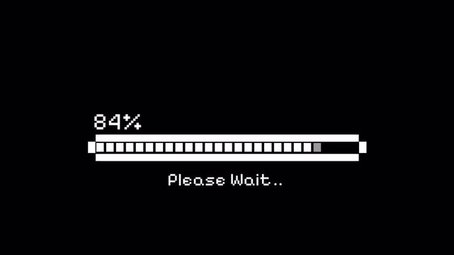 White loading bar, pixel art animation on alpha channel. 4K Video