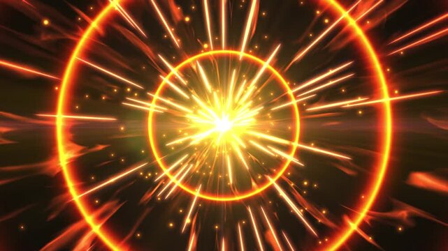 Orange Abstract Radial Light Burst