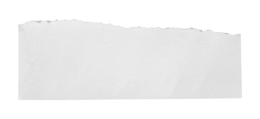 Large torn white paper sheet with soft rough top edge, isolated on transparent background.