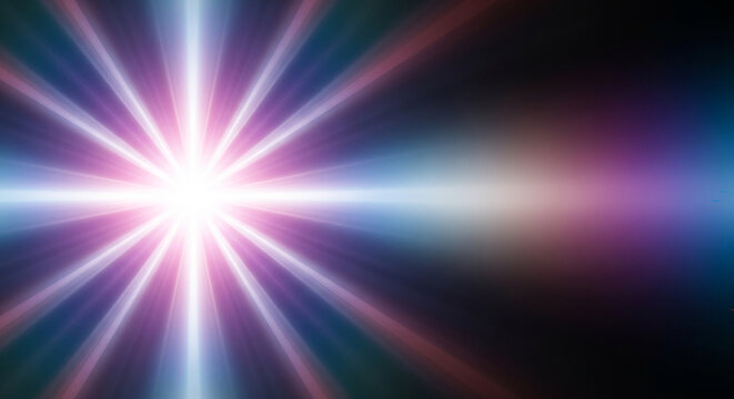 Vibrant starburst effect with radial light rays against a dark background viewed from a direct perspective