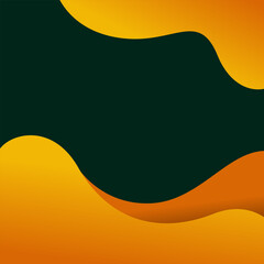 Abstract dark green background with vibrant orange and yellow fluid wavy shapes for creative social media posts, modern marketing flyers, and energetic corporate presentation templates