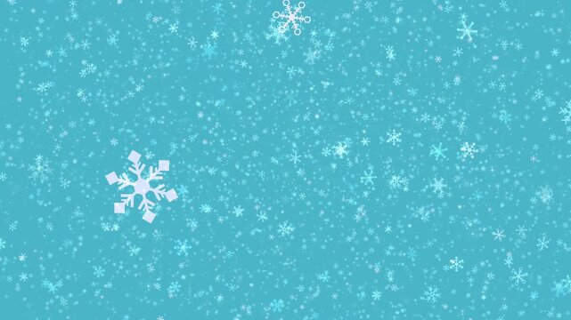 ゆっくりと舞う雪の結晶とキラキラ星　明るめの背景　ループ