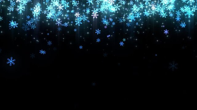 雪の結晶とキラキラ星　上から　ループ