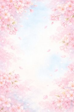 桜　背景　手描き風