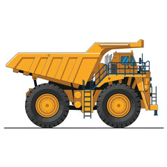 Obraz premium A massive yellow mining dump truck stands ready for work in an illustration, symbolizing heavy industry and large-scale excavation operations