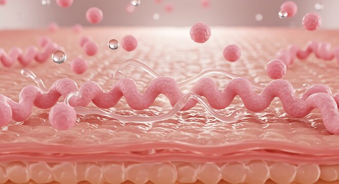 Skin microbiome concept with bacteria on skin surface and dermis layers