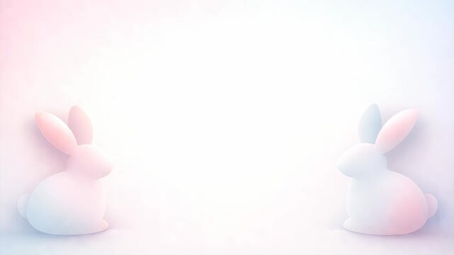 Minimal pastel Easter background with soft bunny silhouettes on light gradient backdrop, gentle spring decorative design, seasonal holiday template, Easter.