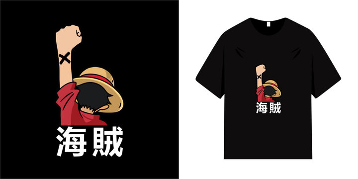 Pirate cartoon character t-shirt design, illustration wearing a hat. Typography. Vector for clothing, t-shirts, shirts and jackets.