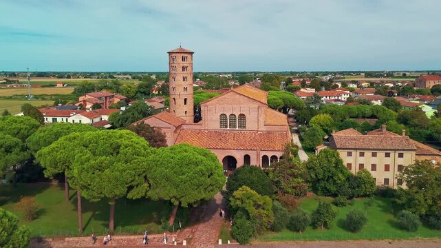 Aerial view of Basilica of Sant Apollinare in Classe in Ravenna Italy