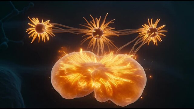 Stem cells differentiating into tissue regenerative animation