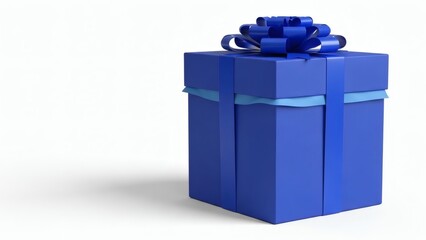 Blue Gift Box with Ribbon Decoration.