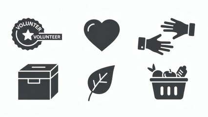 Charity and Donation Icons Set.