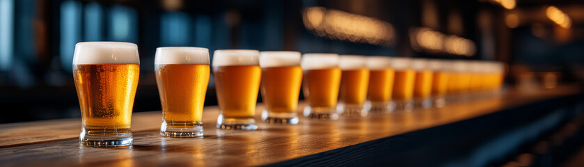 Refreshing Pilsner Beer Tasting Experience at a Trendy Bar Highlighting Craft Beers Warm Ambiance and Lively Atmosphere for Perfect Enjoyment