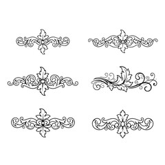 Elegant Vintage Decorative Scrolls and Flourishes Collection for Classic Design Projects and Sophisticated Embellishments