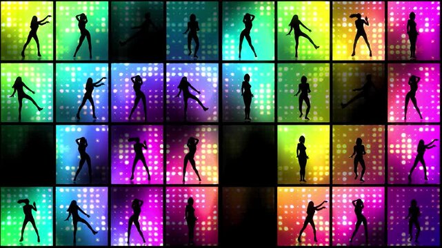 Dynamic Silhouette Dancing Girls Wall Of Light 1