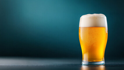 Refreshing Beer Pilsner in a Glass Indoor Bar Setting Beverage Photography Modern Aesthetic Close-Up View Celebrating Craft Brewing Culture