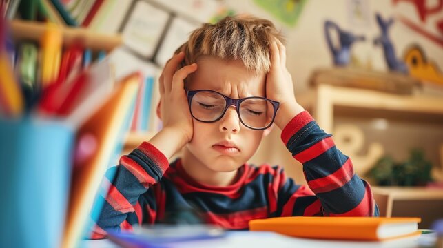 Conceptual illustration and medical design representing Attention Deficit Hyperactivity Disorder, a common neurodevelopmental condition affecting children, adolescents