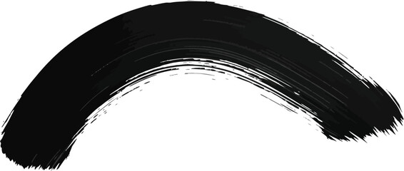 A bold black brush stroke on a white background creates a simple yet striking visual effect. © SUFIA