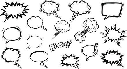 A collection of comic book style speech bubbles and explosion effects © MdMahmudul