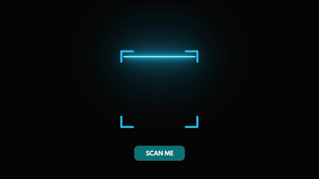 QR Code Scanner Background Light Blue Laser Effect Scan Me Button Digital Technology High Resolution Loop