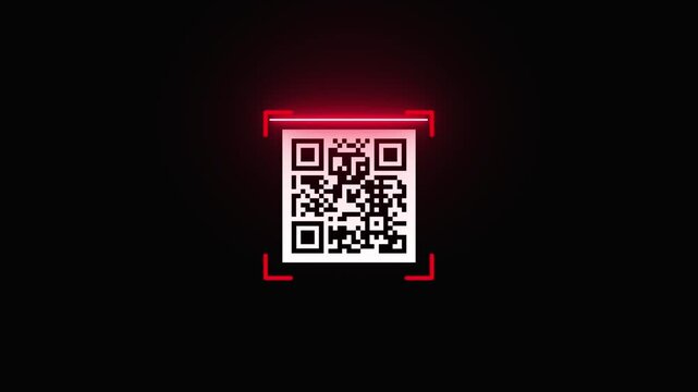 QR Code Scanning Concept with High-Tech Red Laser Background Animated Motion Graphic