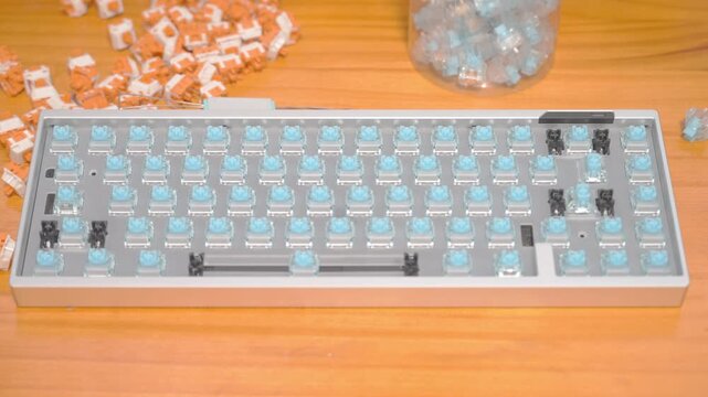 DIY custom keyboard assembly close-up