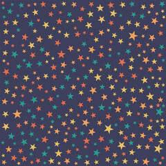 Colorful star pattern background, retro groovy aesthetic with hand drawn stars, festive night sky wallpaper, decorative cosmic celebration backdrop