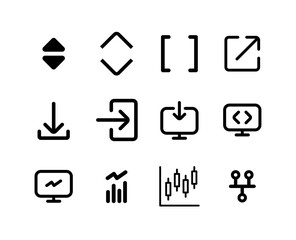 Arrows, Download and System Action Line Icon Set &ndash; Minimal Navigation, Transfer and Interface Outline Symbols for Web and Mobile Applications