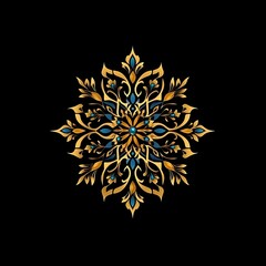 Ornate golden mandala with teal accents