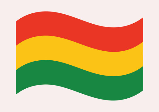 Bolivia National Tricolor Flowing Wave Flag Vector Illustration