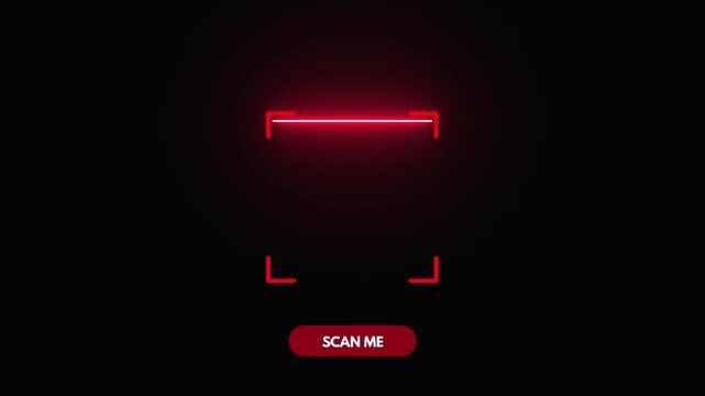 QR Code Scanner Background Red Laser Effect Scan Me Button Digital Technology High Resolution Loop