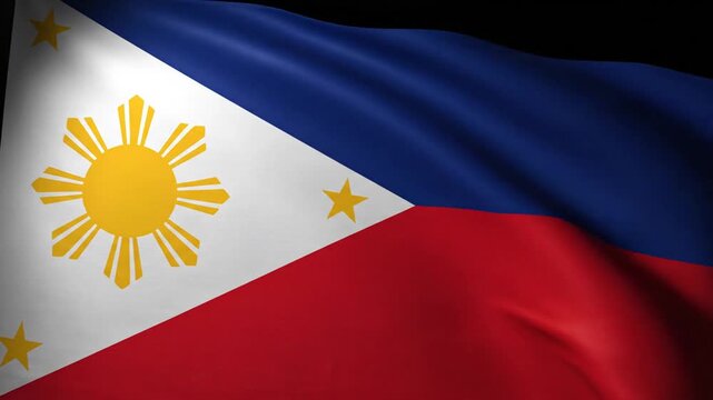 Waving flag of the Philippines on a dark background
