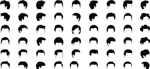 Hairstyles silhouettes collection haircut barber fashion hair male style set © Itz Raju