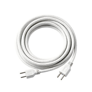 White Braided Extension Cord with Europlug &ndash; Durable Fabric Power Cable Mockup